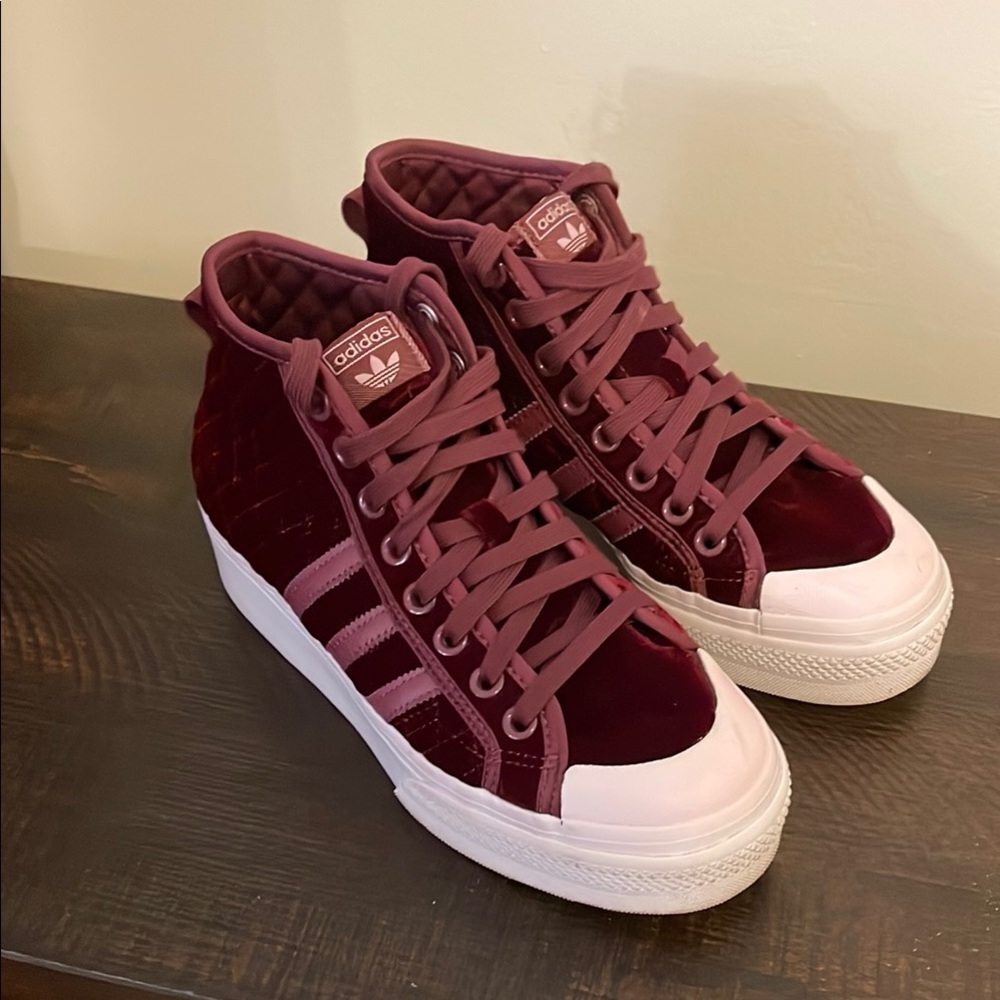 Adidas Nizza burgundy High-Top Sneakers Velvet Finish